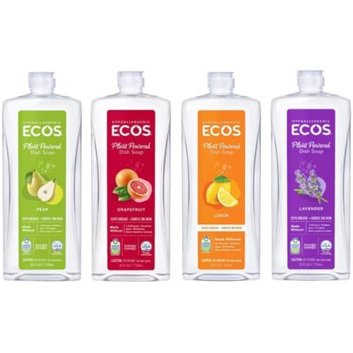 ECOS Plant Based Dish Soap Variety Pack - Natural Dishwas... Plant-Powered Grease Cutting – Effectively cuts th
