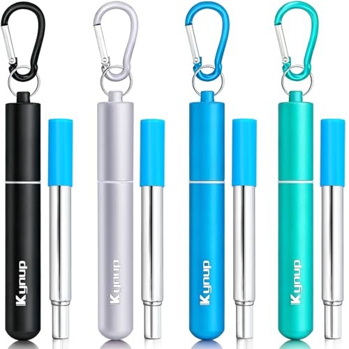 Kynup 4Packs Reusable Straws, Metal Straw with Silicon, T... 【20PCS Included】 This 4 Packs reusable straws incl