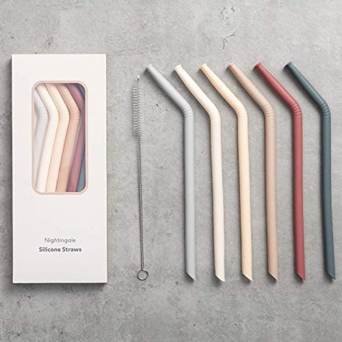 Nightingale Reusable Silicone Straws - Bendy Drinking Str... 🦷 Completely Safe For Kids - Unlike other types of