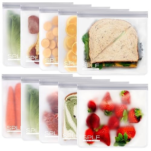 SPLF 10 Pack Reusable Sandwich Bags Dishwasher Safe, Reus... Food Grade Material: Choose SPLF brand for truly f