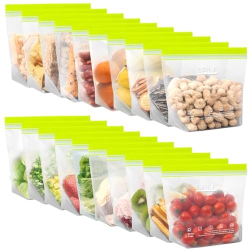 SPLF 20 Pack Reusable Sandwich Bags Dishwasher Microwave ... Food Grade Safe: Made of extra thick food-grade PE