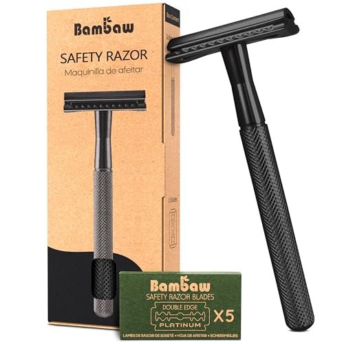 Bambaw Safety Razor for Men with 5 Blades, Double Edge Sa... THE PERFECT SHAVE: Make skin irritations and ingro