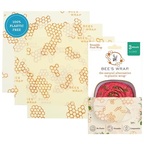 Beeswax Wrap Vs Plastic Wrap Which Is Better 2026: Which Is Better? Bee's Wrap Beeswax Wraps for Food - 3 Pack of Large Beesw... REUSABLE BEESWAX WRAPS FOR FOOD made from beeswax,