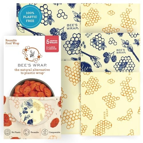 Beeswax Wrap Vs Plastic Wrap Which Is Better 2026: Which Is Better? Bee's Wrap Beeswax Wraps for Food - Assorted 5 Pack of Be... REUSABLE BEESWAX WRAPS FOR FOOD made from beeswax,