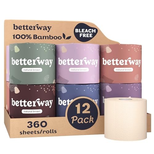 Betterway Unbleached Bamboo Toilet Paper Rolls - Eco-Frie... Unbleached & Non-Toxic: Our natural brown bamboo t
