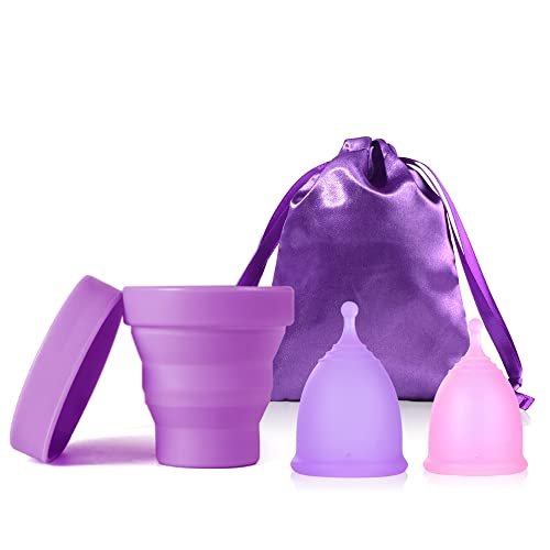 Ginalaia Menstrual Cups with Collapsible Storage Cup, Lea... ♥PREMIUM SAFE MATERIAL - We know it's sensitive ou