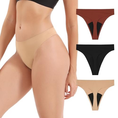 INNERSY Period Thongs Underwear for Women Seamless Thongs... Extra Protection: With 1/2 tampon absorbency, thes