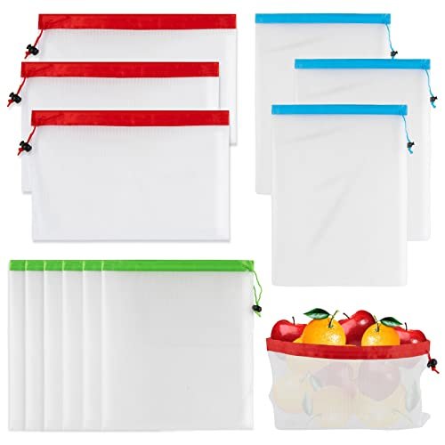 MAQIHAN 12PCS Reusable Produce Bags - Mesh Produce Bags D... Zero Waste Bags: Replace plastic bags with reusabl