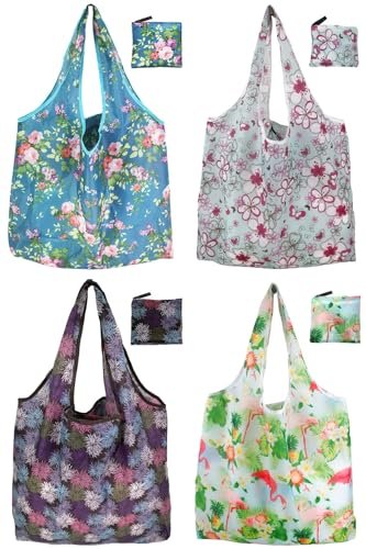 Noilk Grocery Reusable Shopping Bags, 4 Pack 50Lbs Foldab... 1. lightweight, long handles and comfortable carry