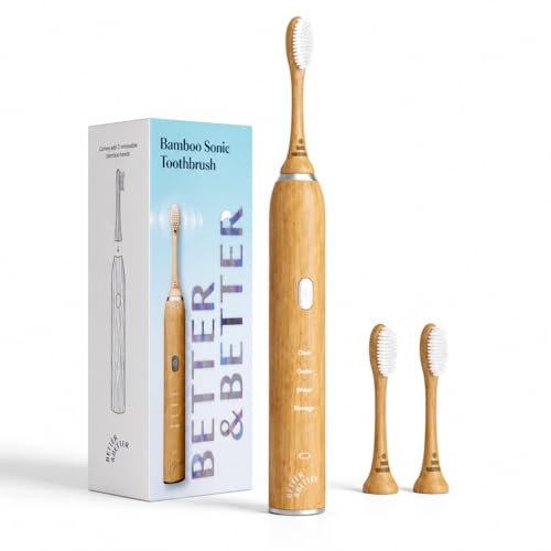 Better & Better Bamboo Sonic Electric Toothbrush | 37,000... PLANT-BASED BRISTLES — NO MICROPLASTICS AGAINST YO