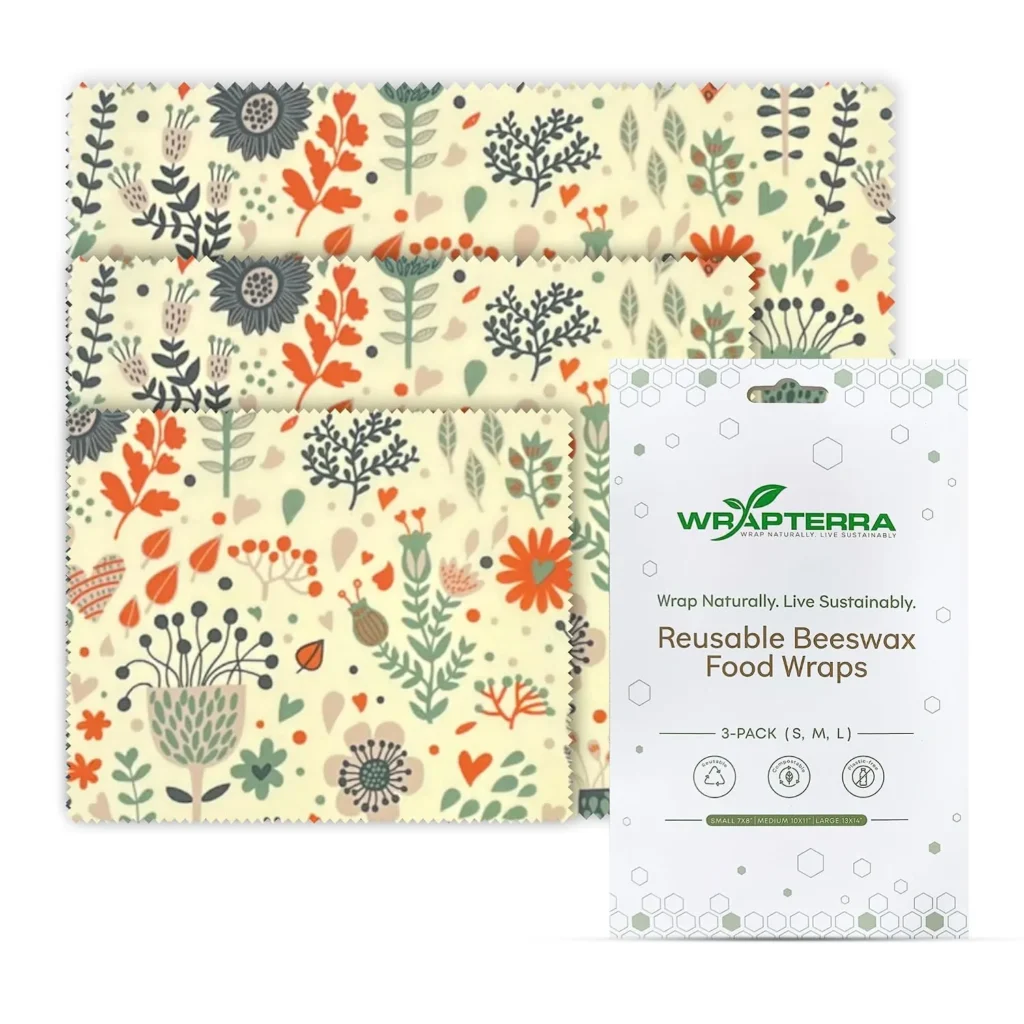 Beeswax Wraps for Food - Reusable & Moldable Bees Wax Cov...