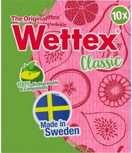 Wettex The Original Swedish dishcloths, a 10-pack of reusable cellulose and cotton sponge cloths