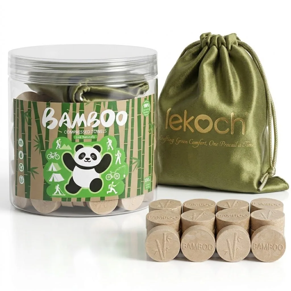 LEKOCH Bamboo Compressed Face Towels, Biodegradable, 100 ...