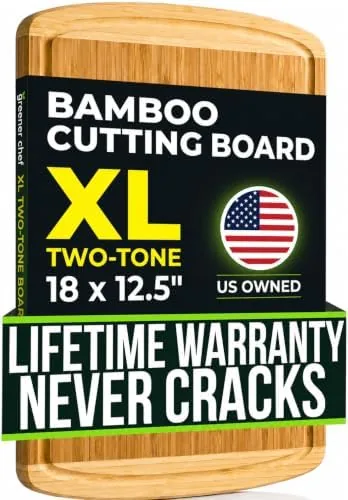 Greener Chef extra large two-tone bamboo cutting board, 18 x 12.5 inches