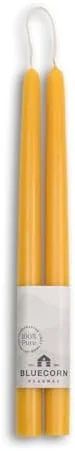 Bluecorn beeswax taper candles, raw yellow