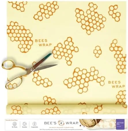 Bee's Wrap beeswax wrap roll, 14 x 53 inches, cut to size for food storage
