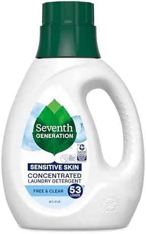 Seventh Generation Free and Clear liquid laundry detergent bottle, 40 oz