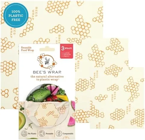 Bee's Wrap beeswax food wraps 3-pack in honeycomb print, an eco-friendly Christmas gift