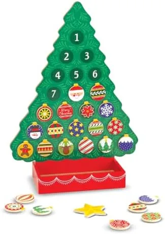 Melissa & Doug wooden advent calendar: magnetic Christmas tree with 24 ornaments